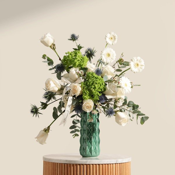 Emerald Bloom Flower Vase